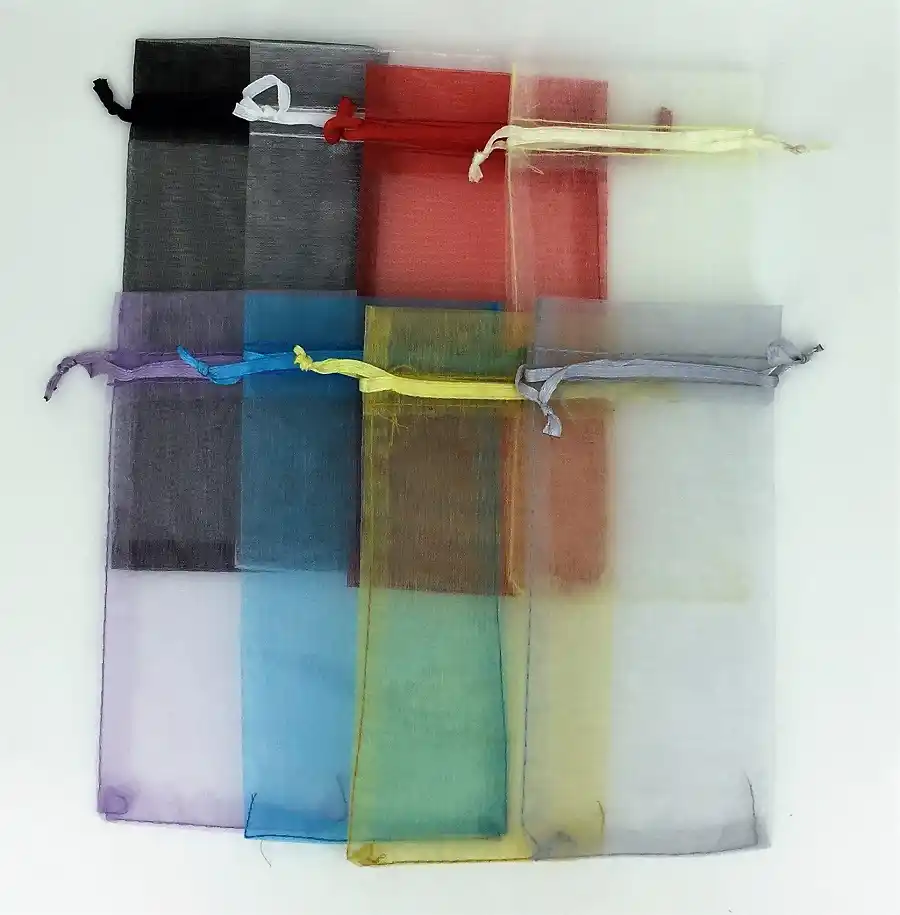 Lot de 50 Pochons Organza 7 x 14,5 cm - 9 Couleurs au Choix 