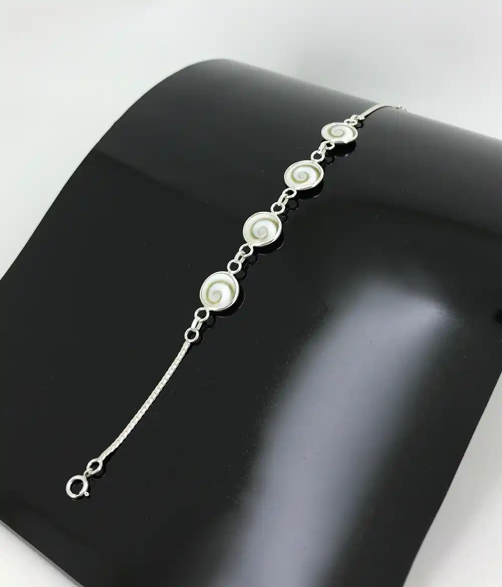 Bracelet Oeil de Sainte Lucie et Argent - 4 ronds 
