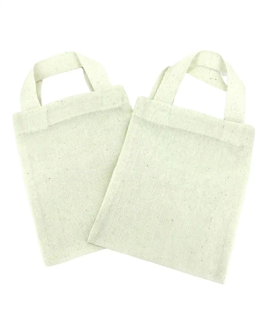 Lot de 10 Tote Bag à Anses en Coton Ecru - 12 x 15 cm 