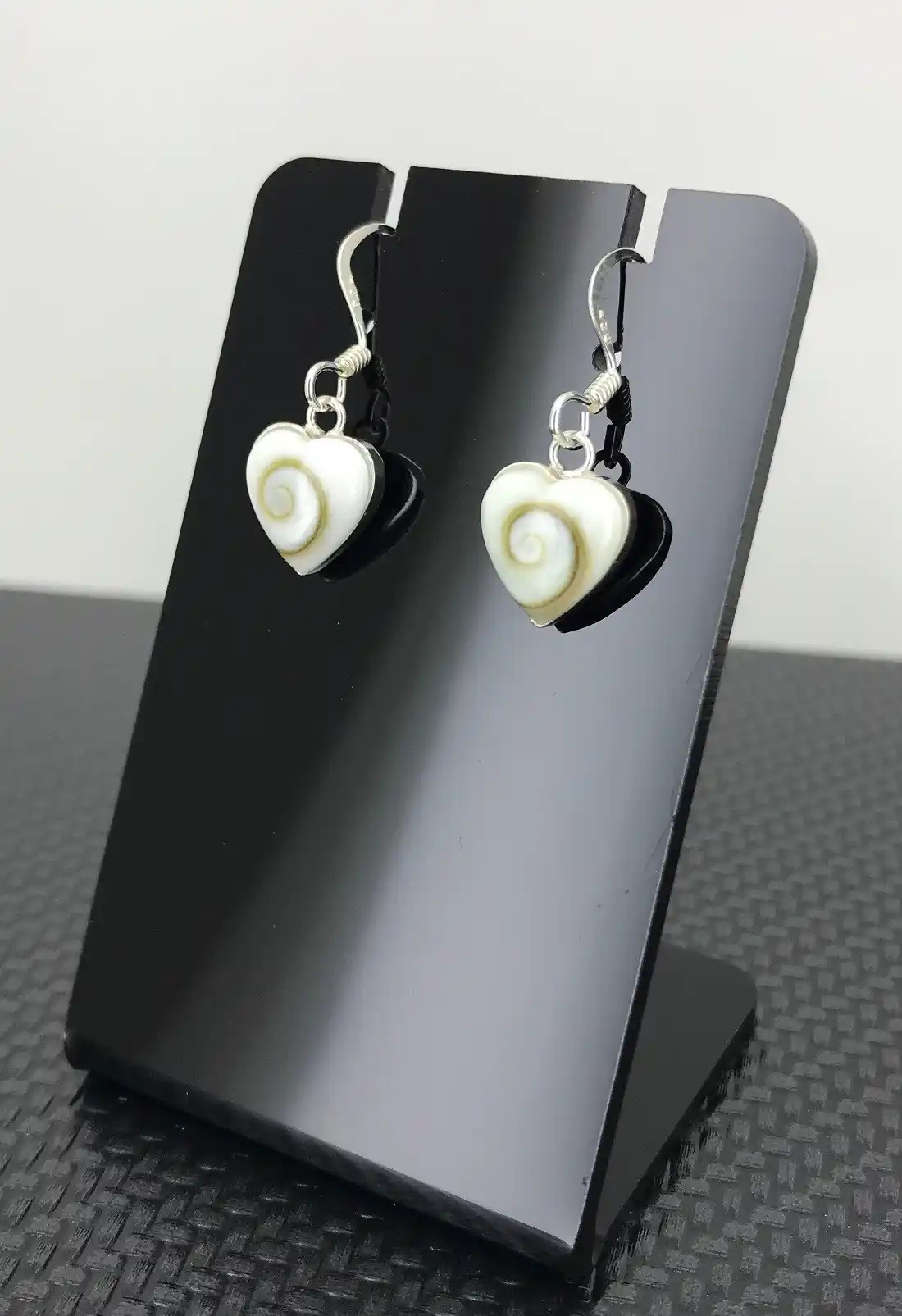 Boucles d'Oreilles Argent et Oeil de Sainte Lucie Simple Coeur 