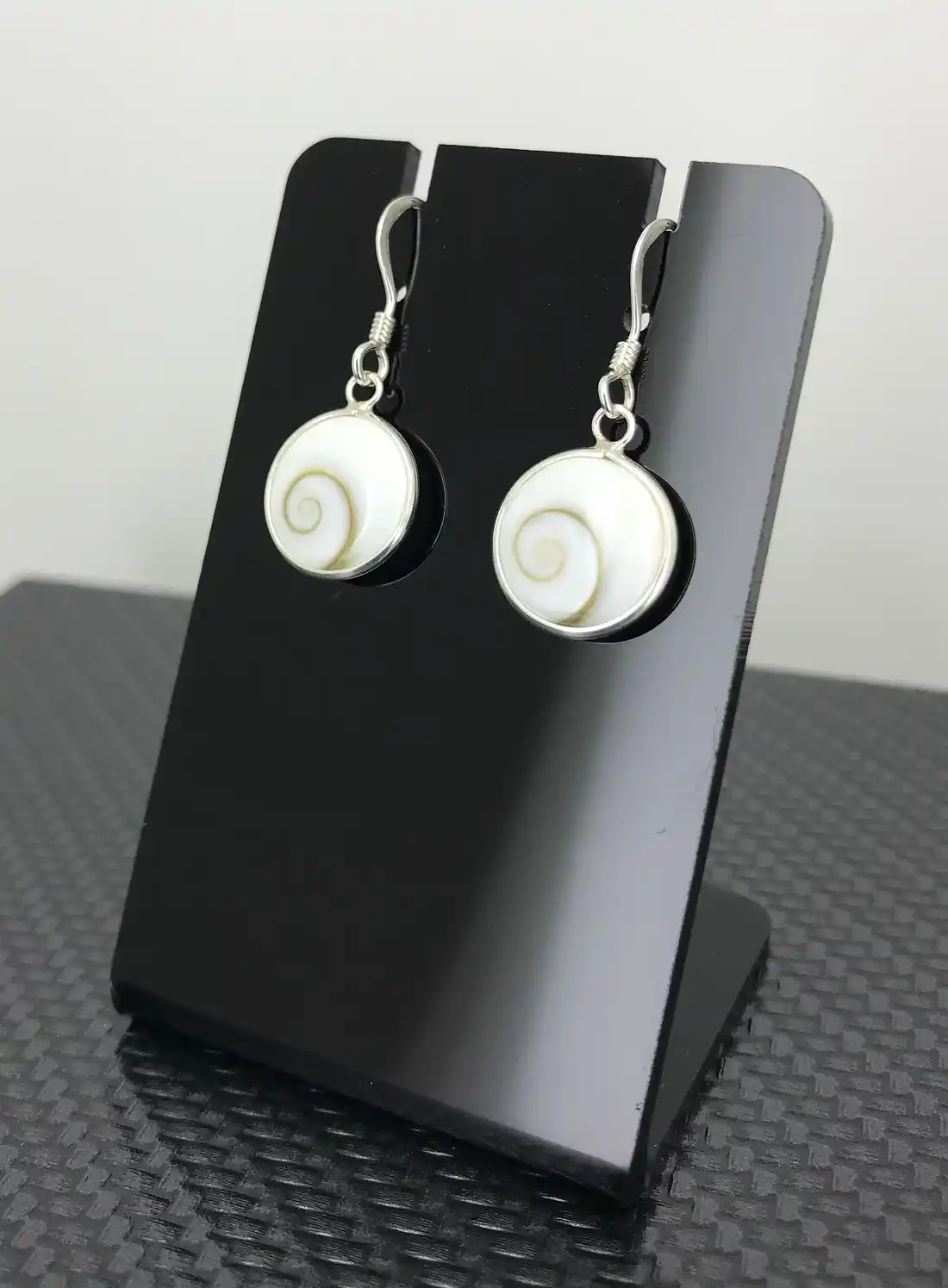 Boucles d'Oreilles Argent Oeil de Sainte Lucie Rondes 