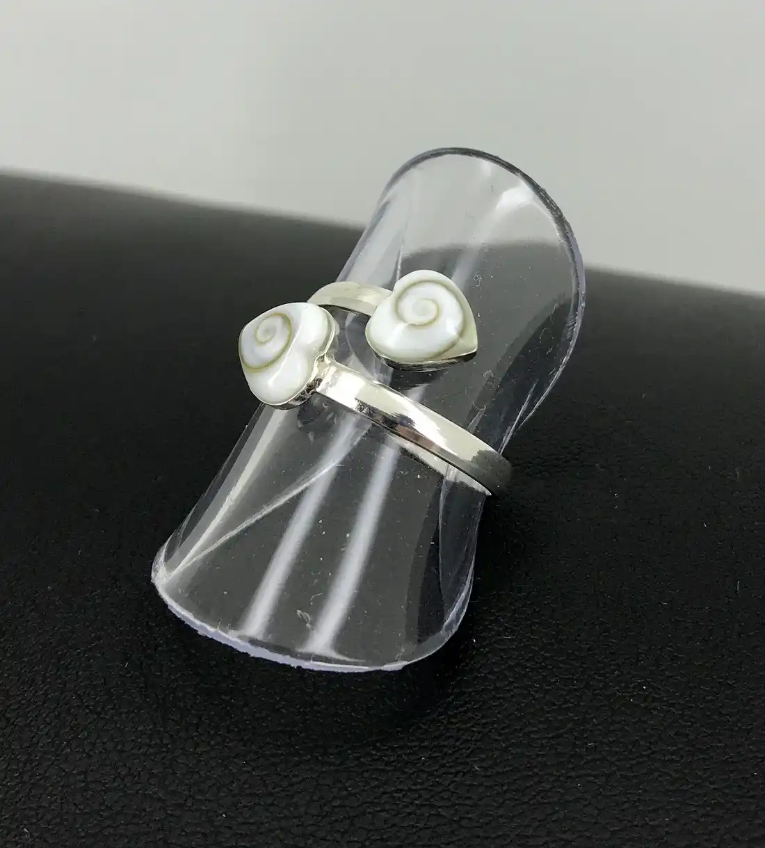 Bague Oeil de Sainte Lucie en Argent Double Coeurs 