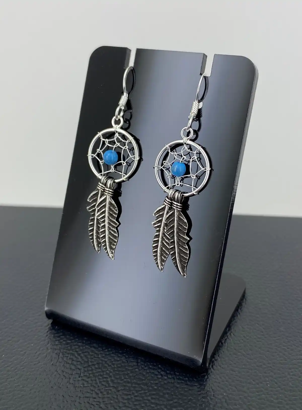 Paire de Boucles d'Oreilles Attrape Rêves en Argent et Perle 