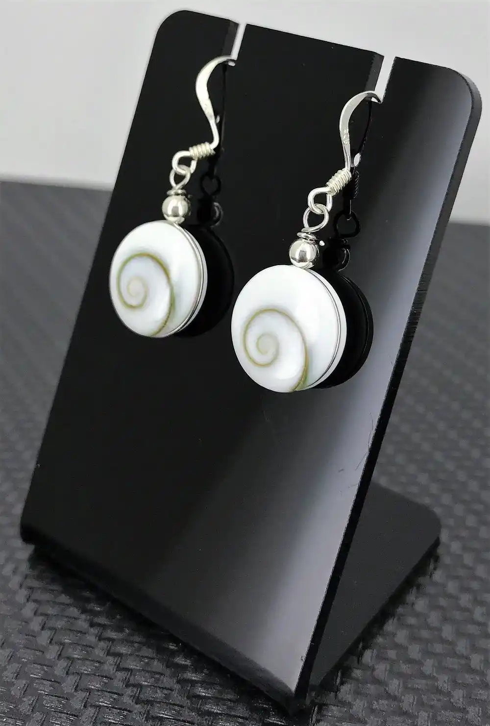 Boucles d'Oreilles Oeil de Sainte Lucie et Argent Ronds 
