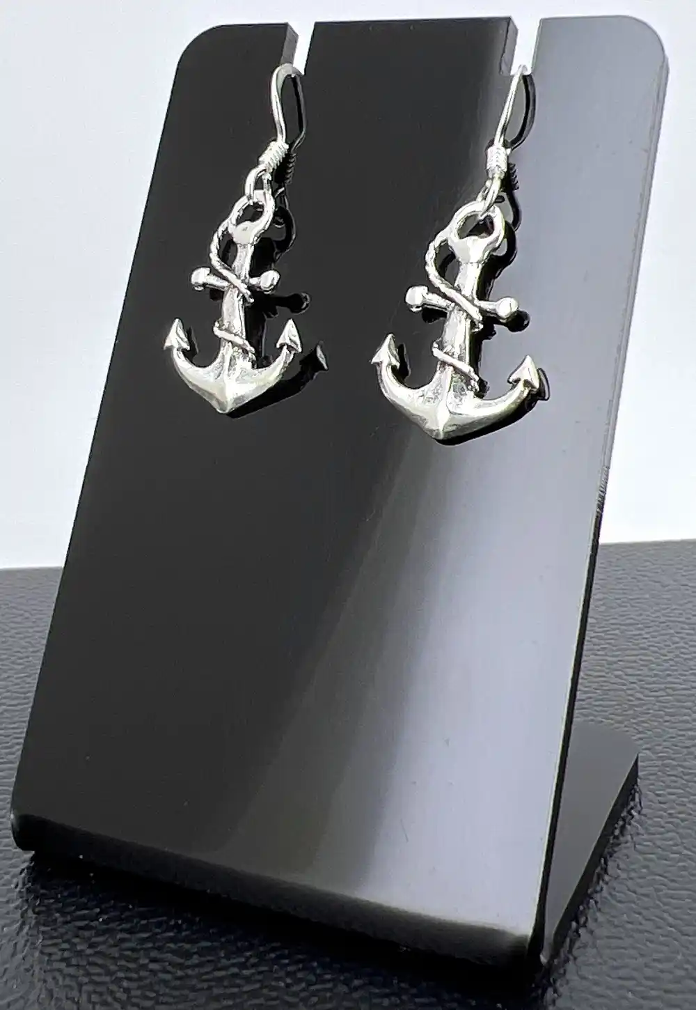 Paire de Boucles d'Oreilles Ancre Marine en Argent 92.5 