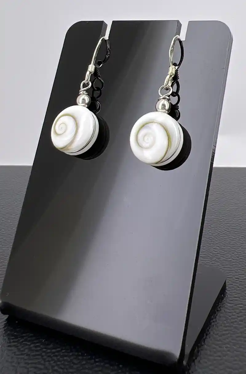 Boucles d'Oreilles Oeil de Sainte Lucie et Argent - Rondes 