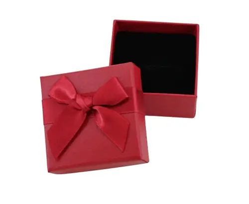 Lot de 12 Boîtes Cadeau Bague avec Ruban et Noeud - 5 x 5 cm - 3 coloris. 