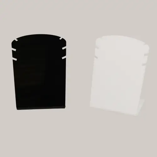 Présentoir acrylique pour 3 colliers chaînettes. 14 cm - 2 Coloris Au Choix 