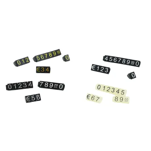 Chiffres prix pour vitrines - modulables - 130 cubes - 8 mm - 4 Coloris Au Choix 