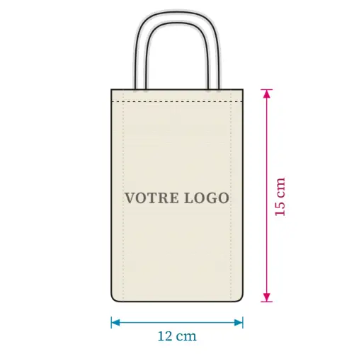 500 Totes Bags à Anses en Coton Ecru avec votre Logo - 12 x 15 cm. 
