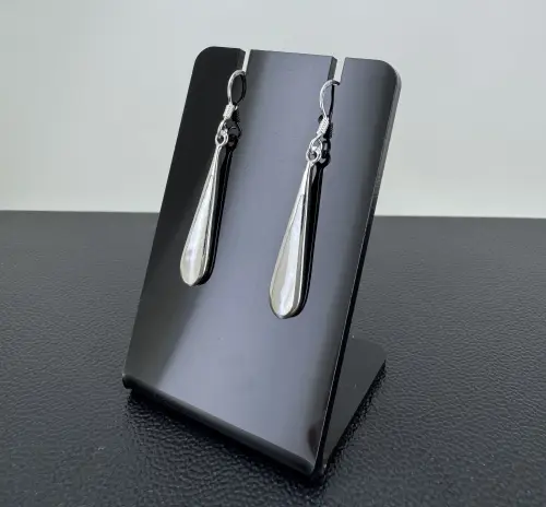 Boucles Longues Gouttes Pendantes en Nacres et Argent 