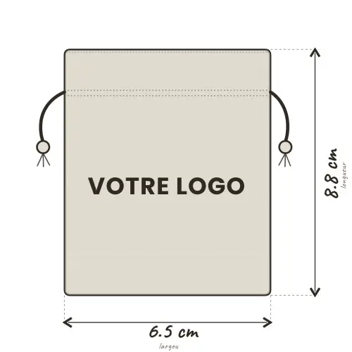 Pochette Coton Naturel 6,5 x 8,5 cm Logo Monochrome 