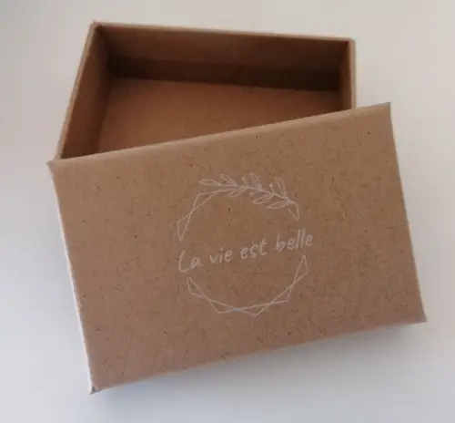 12 Boîtes Bijoux 100 % Cartonnage Kraft - Logo - 7 x 9 cm 