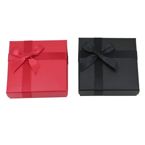 Lot de 12 Boîtes Cadeau Universelles avec Ruban et Noeud - 9 x 9 cm - 2 Coloris Au Choix 