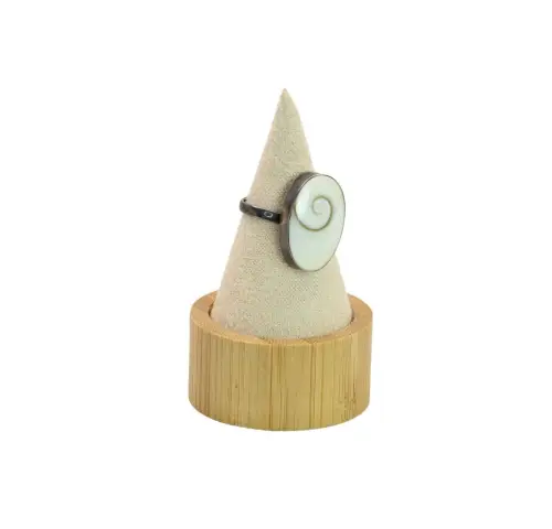 Cône de Présentation Bague Bois et Feutrine - 7 cm 