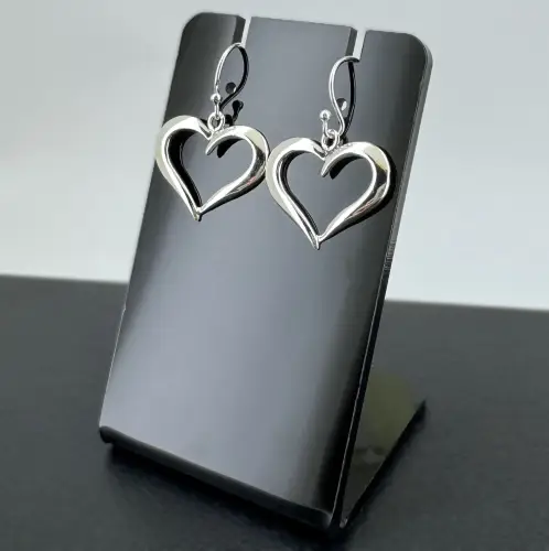 Paire de Boucles d'Oreilles Coeurs en Argent. 20 mm 