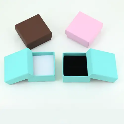 Lot de 12 Boîtes Cadeau Unies pour Bague - 5 x 5 x 2,5 cm - 3 Coloris Au Choix 