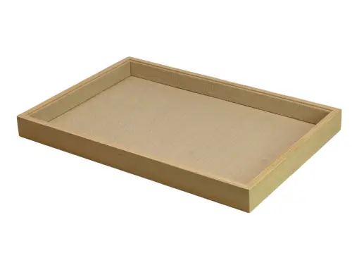 Plateau Bijoutier Fond Plat en Bois et Coton - 35 x 24 cm 