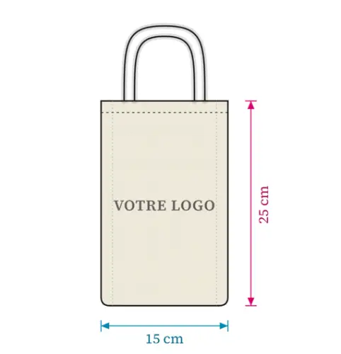 500 Totes Bags à Anses en Coton Ecru avec votre Logo - 15 x 21 cm. 