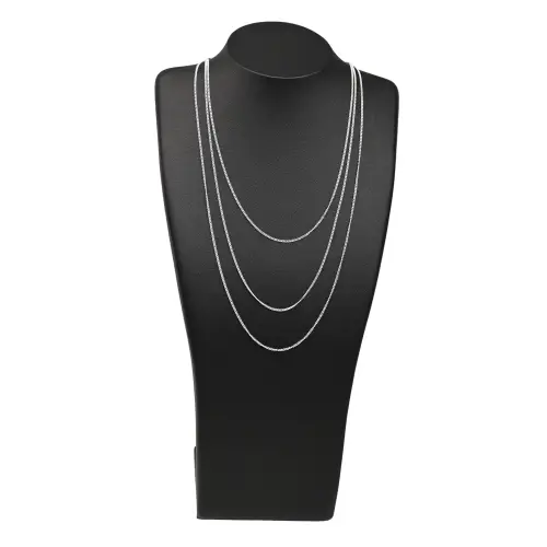 Lot de 5 Chaînes Mailles Gourmettes - Argent -1 mm - 3 Tailles 