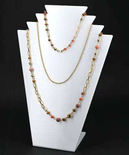 Buste Présentation Bijoux Colliers en Synthétique - 4 Coloris Au Choix 