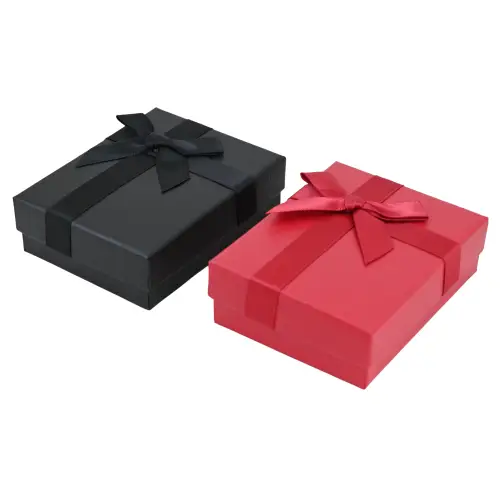 Lot de 12 Boîtes Cadeau Universelles avec Ruban et Noeud - 7 x 9 cm - 2 Coloris Au Choix 