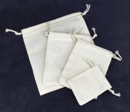 Lot de 12 Pochettes en Coton Ecru sans Collerette - 6 Tailles au Choix. 