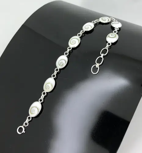Bracelet Oeil de Sainte Lucie et Argent 925 - Ovales 12 mm 