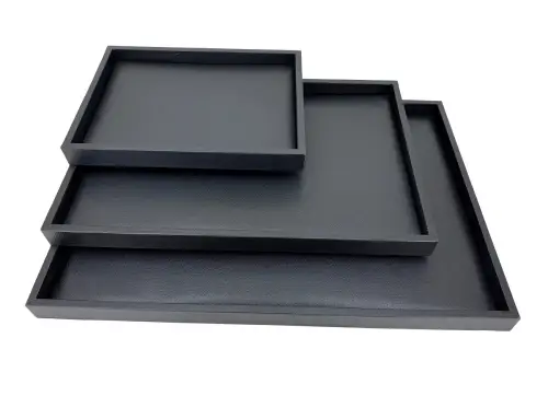 Plateau Présentation Bijoux Fond Plat Similicuir Souple - 3 tailles 