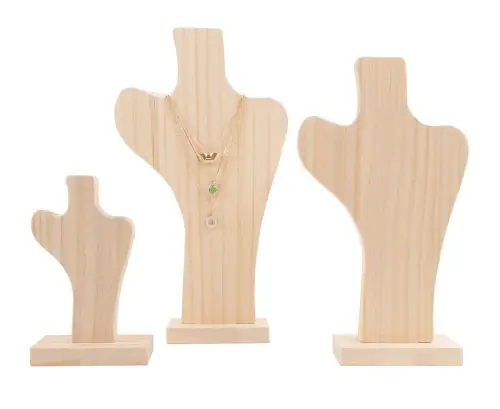 Buste en Bois "stylisés" pour Colliers Chaînes - Ensemble ou 3 Tailles au choix 