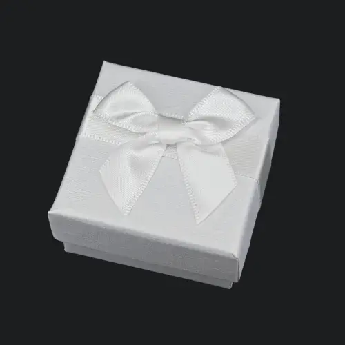 Lot de 12 Boîtes Cadeau Bague avec Ruban et Noeud - 5 x 5 cm - 3 coloris. 