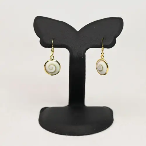 Boucles d'Oreilles Oeil de Sainte Lucie Rondes et Plaqué Or - 10 mm 