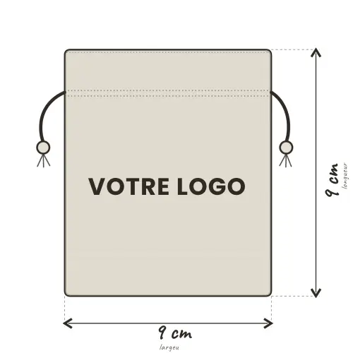 500 Pochettes en Coton Naturel 9 x 9 cm avec LOGO Monochrome 