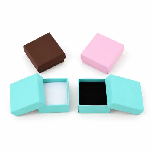 Lot de 12 Boîtes Cadeau Unies pour Bague - 5 x 5 x 2,5 cm - 3 Coloris Au Choix 