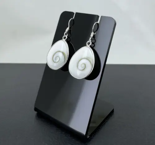Boucles d'Oreilles Argent et Oeil de Sainte Lucie Gouttes - 20 mm 
