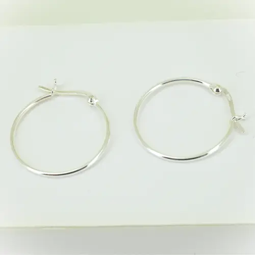 Boucles Créoles Argent avec Fermoir Argent 925 - 25 mm 