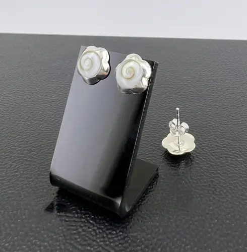 Paire de Puces Boucles d'Oreilles Oeil de Sainte Lucie Forme Fleur 