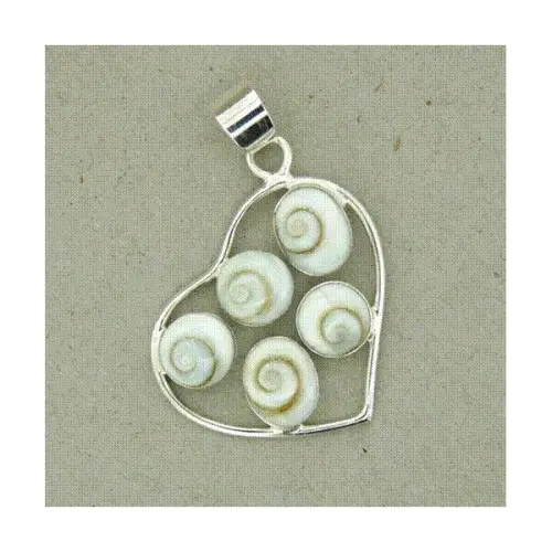 Pendentif  Oeil de Sainte Lucie Coeur et Argent 