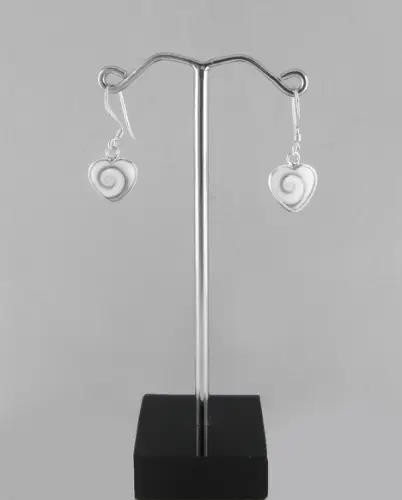 Boucles d'Oreilles Petits Coeurs Argent et Oeil de Sainte Lucie 