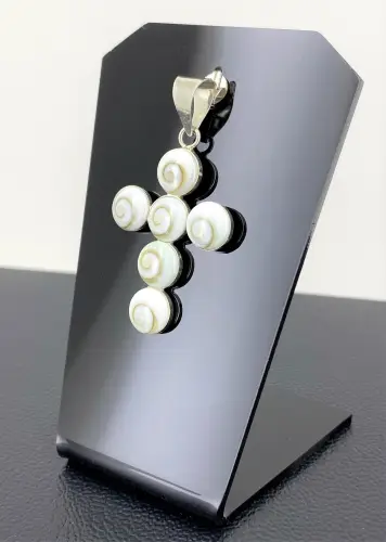 Pendentif Croix Oeil de Sainte Lucie monté sur Argent 