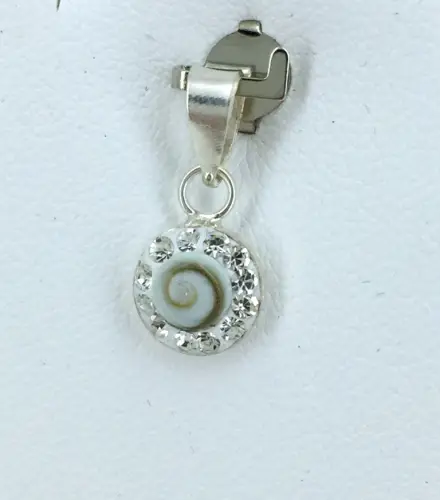 Petit Pendentif Oeil de Sainte Lucie ou Shiva et Zirconium - 10 mm 