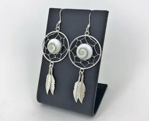 Boucles d'Oreilles Attrape Rêves Oeil de Sainte Lucie et Argent 92.5 