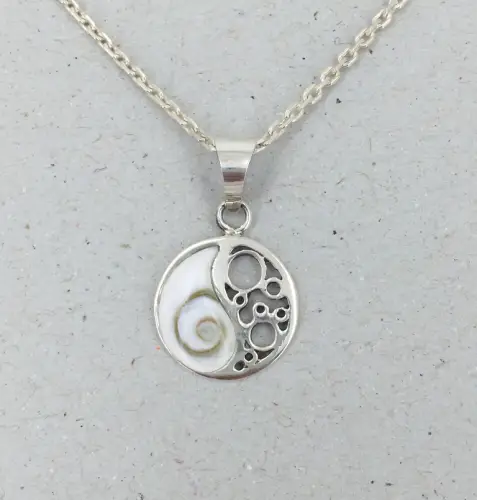 Pendentif Yin et Yang Oeil de Sainte Lucie et Argent 