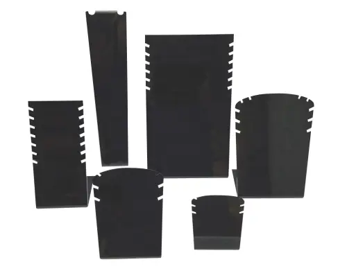 Ensemble de 6 présentoirs en acrylique noir pour colliers et chaines 