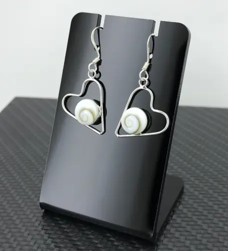 Boucles d'Oreilles Argent Oeil de Sainte Lucie Coeur 