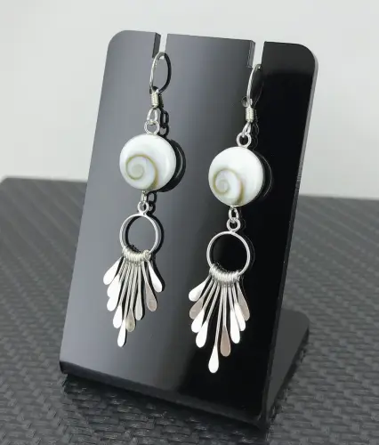 Boucles d'Oreilles Argent Oeil de Sainte Lucie - Breloques 