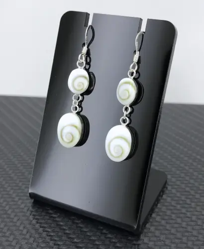 Boucles d'Oreilles Argent Oeil de Sainte Lucie Double Yeux 