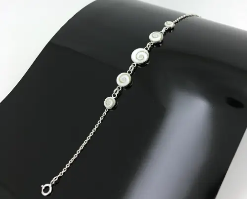 Bracelet Oeil de Sainte Lucie et Argent - 5 Yeux. 