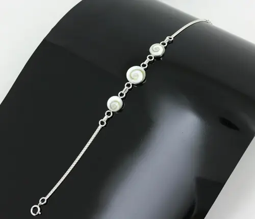 Bracelet Oeil de Sainte Lucie et Argent - Maille Anglaise - Triple Yeux 