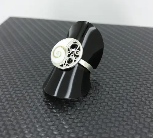 Bague Oeil de Sainte Lucie en Argent Yin et Yang - 15 mm 